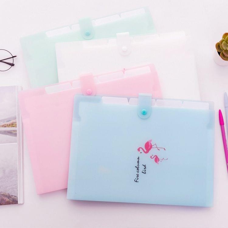 5 Layers Cute Cartoon Animal Bird Document Bag Storage Bag Expanding Wallet File Folder Organizer, Size:32.5x24cm(Light Green)