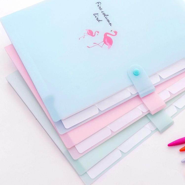 5 Layers Cute Cartoon Animal Bird Document Bag Storage Bag Expanding Wallet File Folder Organizer, Size:32.5x24cm(Light Green)