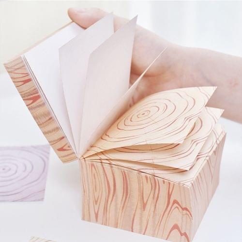 1095 Literary Wood Grain Brick Can Be Torn Thick 600 Message Note Sticky Notes, Random Style Delivery