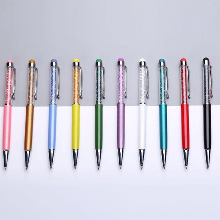 Blue Ink Refill Creative Metal Crystal Pen Ballpoint Pens Touch Screen Capacitive Stylus, Random Color Delivery
