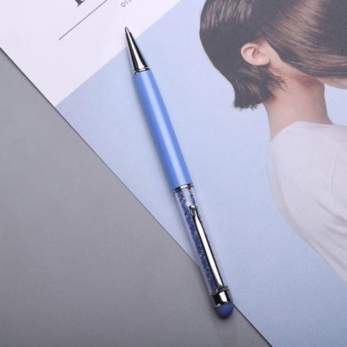 Blue Ink Refill Creative Metal Crystal Pen Ballpoint Pens Touch Screen Capacitive Stylus, Random Color Delivery