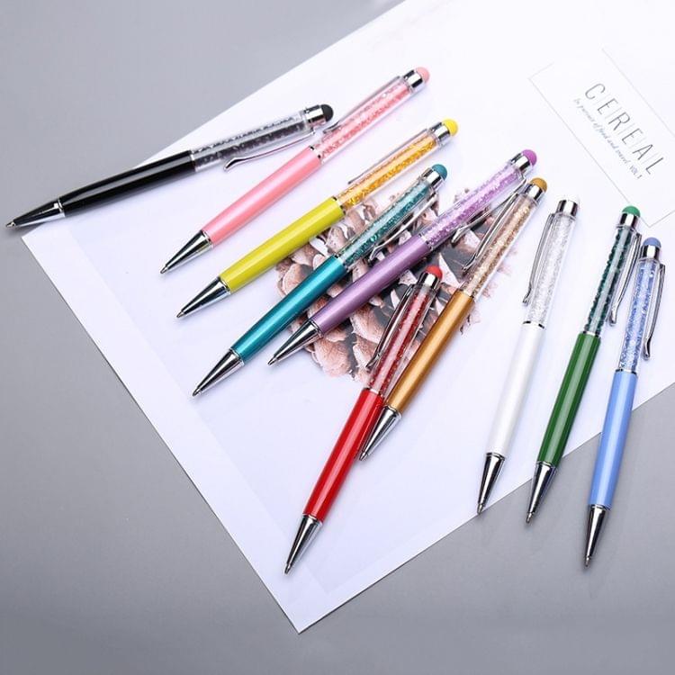 Blue Ink Refill Creative Metal Crystal Pen Ballpoint Pens Touch Screen Capacitive Stylus, Random Color Delivery