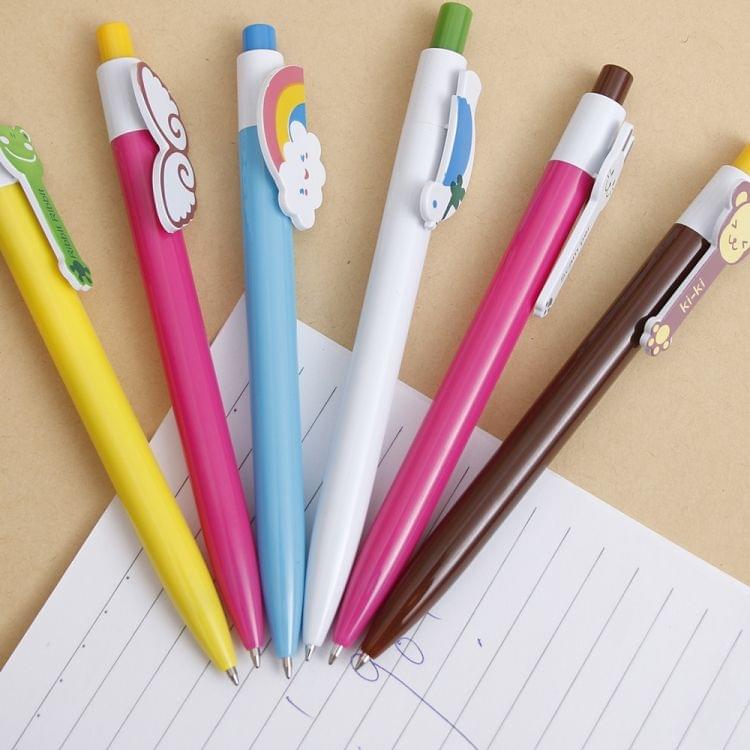 4 PCS Cartoon Stationery Plastic Animal Ballpoint Pen Wings of Rainbow Student Blue Ink Pen(monkey)