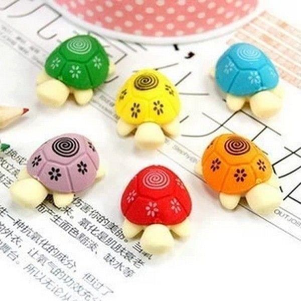 12 PCS Cute Cartoon Turtle Shape Pencil Eraser Set Student Stationery Gift(Random Color Delivery)