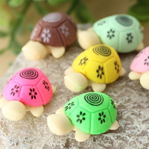 12 PCS Cute Cartoon Turtle Shape Pencil Eraser Set Student Stationery Gift(Random Color Delivery)