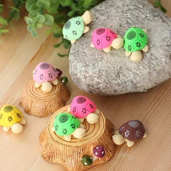 12 PCS Cute Cartoon Turtle Shape Pencil Eraser Set Student Stationery Gift(Random Color Delivery)