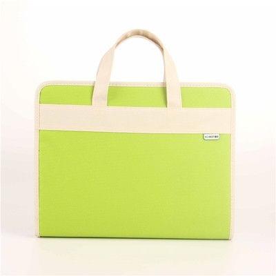 Creative Organ Multi-layer Clip Oxford Cloth A4 Portable Zipper Briefcase(Green )