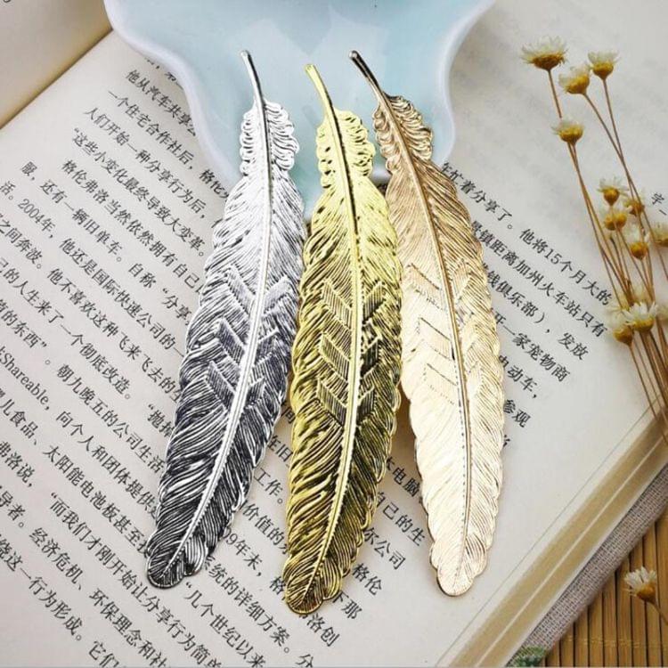 10 PCS Feather Leaf Metal Bookmark Children Student Gift Stationery School Office Supplies(light Pink)