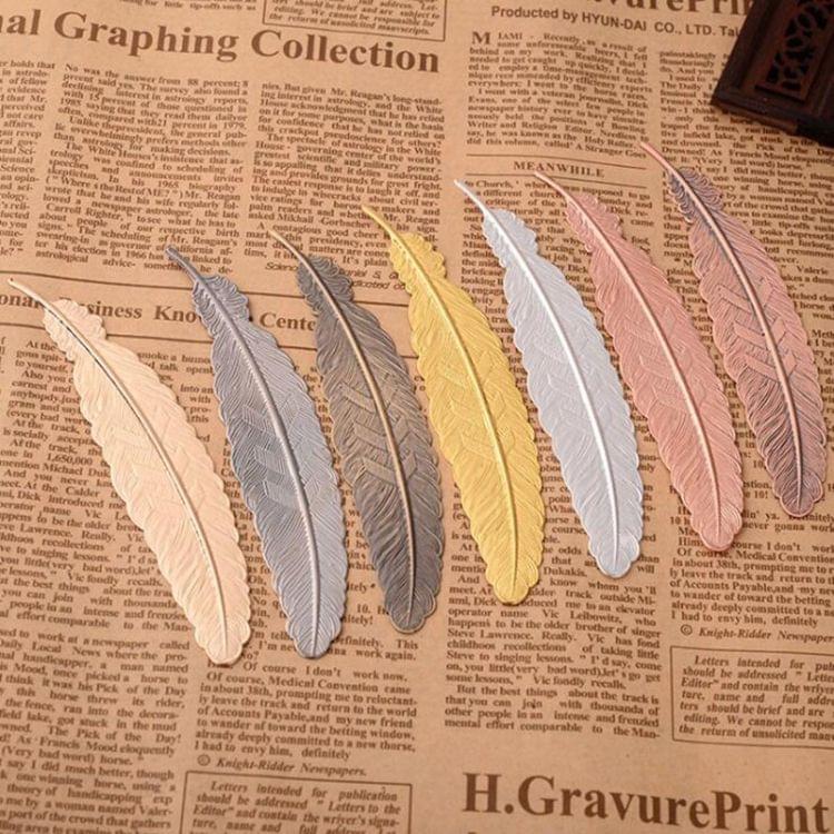 10 PCS Feather Leaf Metal Bookmark Children Student Gift Stationery School Office Supplies(light Pink)