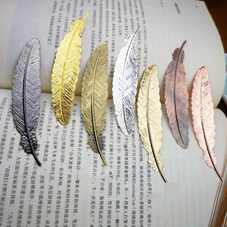 10 PCS Feather Leaf Metal Bookmark Children Student Gift Stationery School Office Supplies(light Pink)