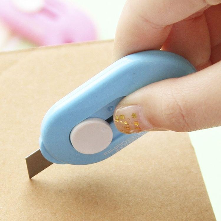 Cute Solid Mini Portable Knife Paper Cutter Razor Blade Office Stationery(White)