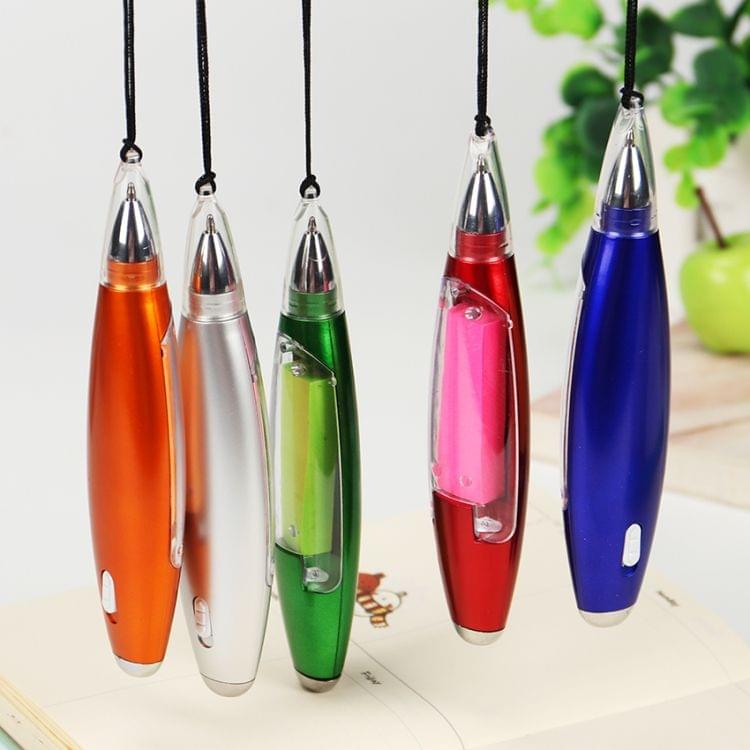 Plastic Lamp Pen Multifunctional Lanyard Memo Pads Lamp Ballpoint Pen School Student Supplies(Blue)