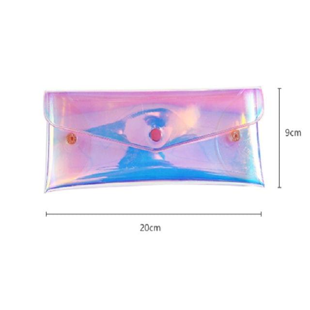 Fashion Women Transparent Makeup Storage Bag Laser Pencil Case Pen Bags(Glitter powder black)