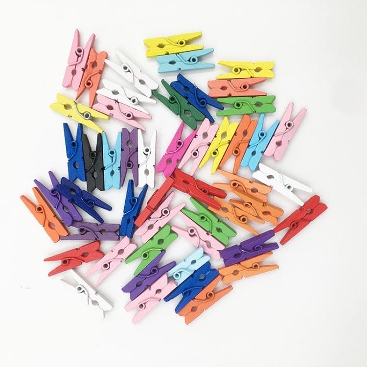 50 PCS Mini Natural Wooden DIY Clothes Colorful Photo Paper Peg Pin Clothespin Craft Clips School Office Stationery Clothes Pegs, Size:4.5x0.7cm(Mixed color)