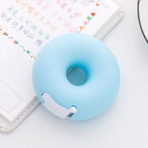 Cute Heart Shape Plastic Tape Dispenser Creative Donut Decorative Tape Cutter Kids Office School Supplies(Blue Donut)