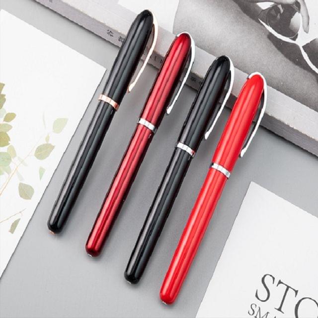 2 PCS Black Roll Ball Pen Ballpoint Pens School Office Stationery Luxury Birthday Gift(Red)