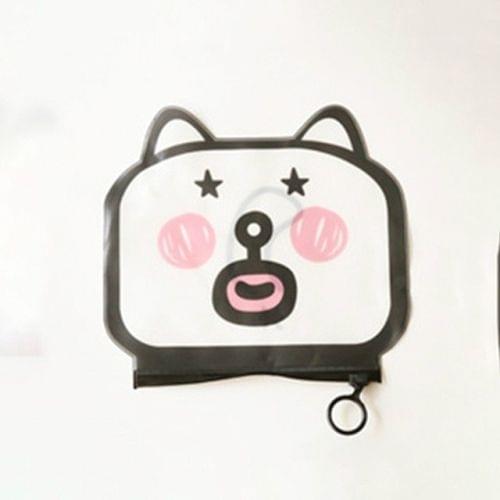 3 PCS Cartoon Cat Shape Stationery Storage Bag Creative Translucent Frosted Waterproof File Bag Zipper Bag(Star eye)