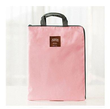 Canvas A4 File Folder Document Bag Business Briefcase Paper Storage Organizer Bag Stationery School Office Supplies(Pink)