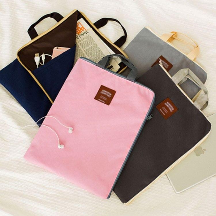Canvas A4 File Folder Document Bag Business Briefcase Paper Storage Organizer Bag Stationery School Office Supplies(Pink)