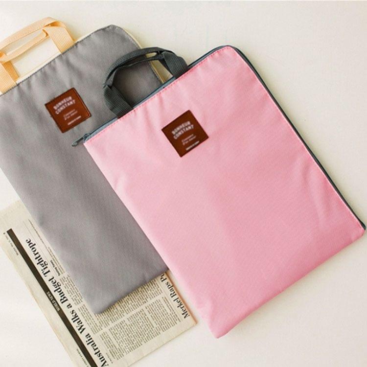 Canvas A4 File Folder Document Bag Business Briefcase Paper Storage Organizer Bag Stationery School Office Supplies(Pink)