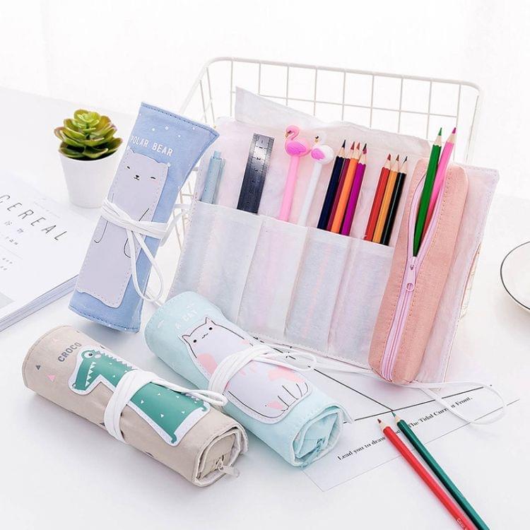 3 PCS Kawaii Animals Pattern Pencil Case Pencil Case Cute Candy Color Pencil Bag Kids School Office Stationery Supplies(Polar Bear)