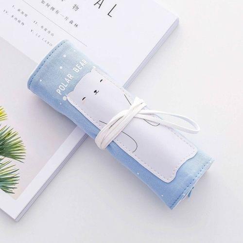 3 PCS Kawaii Animals Pattern Pencil Case Pencil Case Cute Candy Color Pencil Bag Kids School Office Stationery Supplies(Polar Bear)