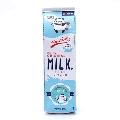 2 PCS Kawaii Pencil Case Simulation Milk Box Cute Case Stationery School Supplies Kids Gift(Blue Panda)