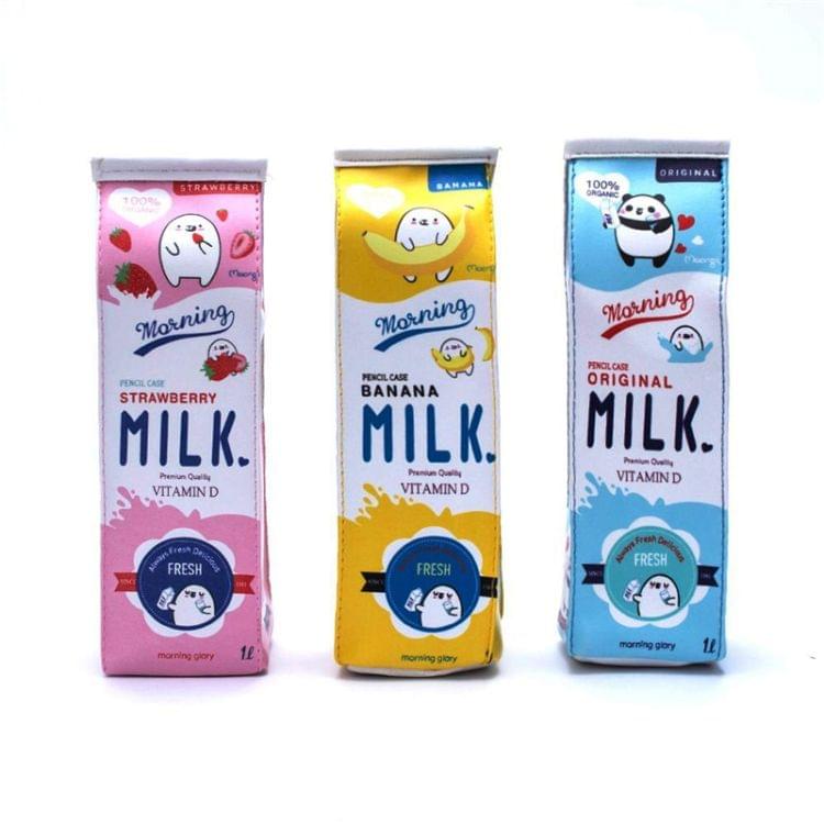 2 PCS Kawaii Pencil Case Simulation Milk Box Cute Case Stationery School Supplies Kids Gift(Blue Panda)