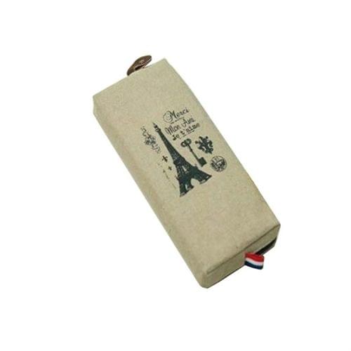 Retro Canvas Makeup Bag Cosmetic Case Coin Pouch Zipper Bag Purse Stationery Pen Bag(Tower+key)