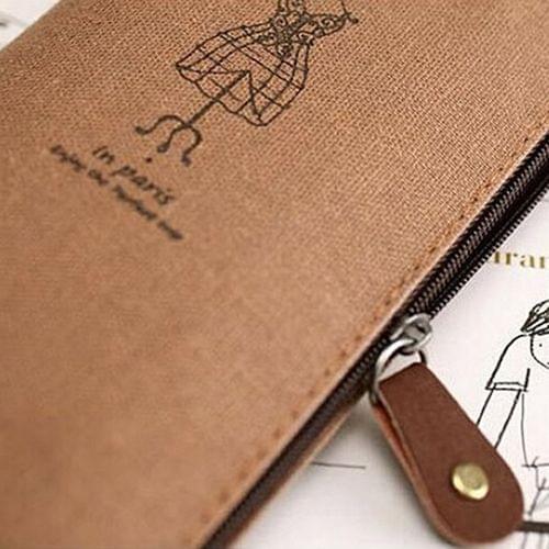 Retro Canvas Makeup Bag Cosmetic Case Coin Pouch Zipper Bag Purse Stationery Pen Bag(Tower+key)