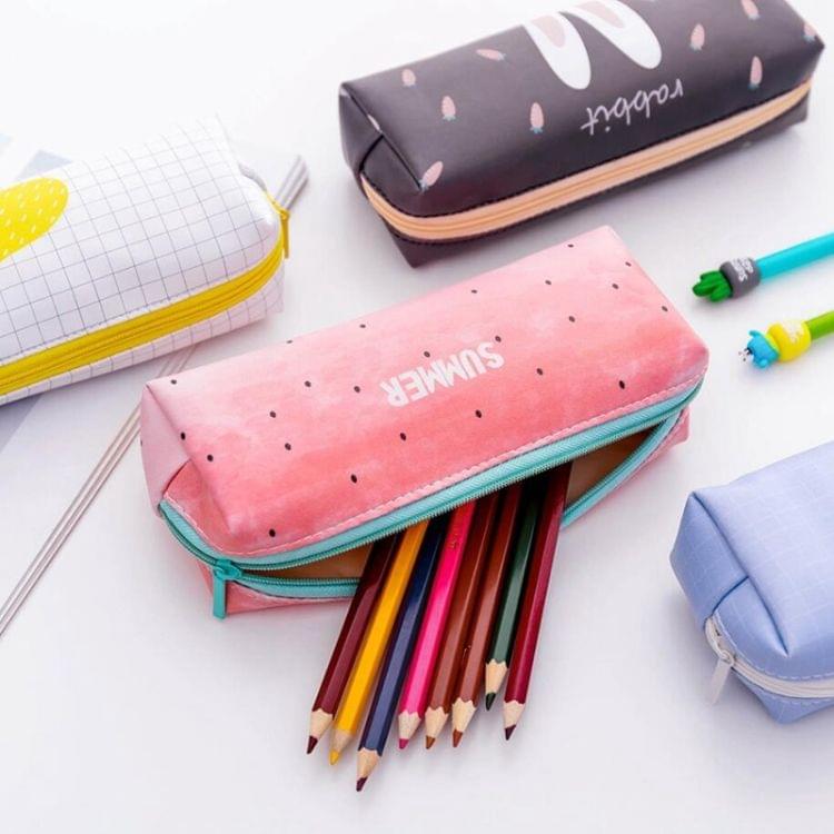 PU Leather Pencil Case Fruit Pencil BagGirls Office Supplies(Watermelon)