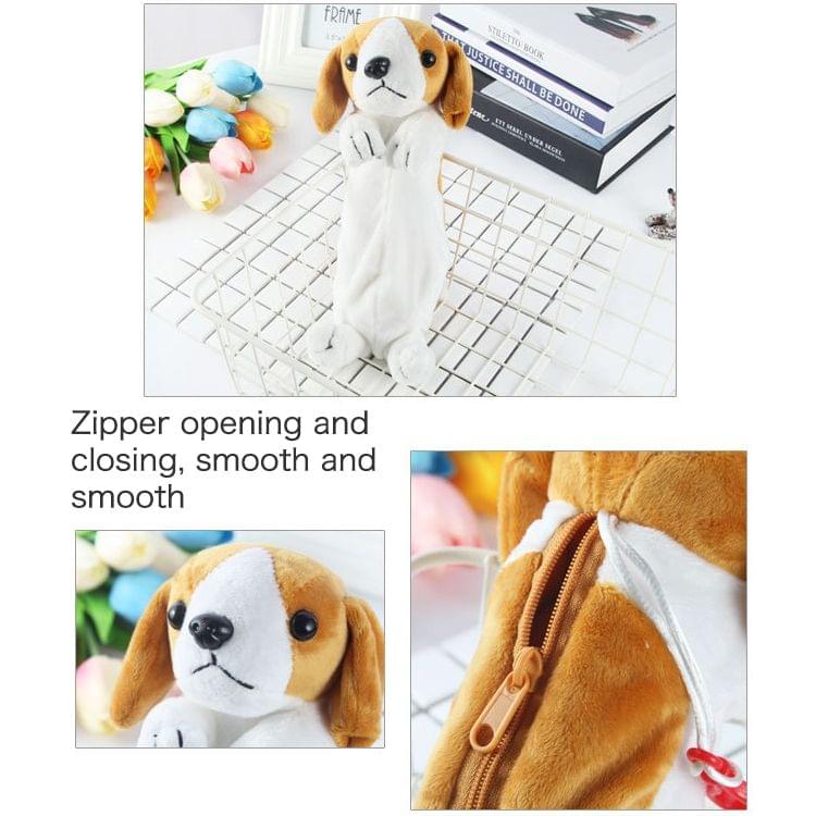 Kawaii Cartoon Plush Dog Pencil Case Cute Animal Pen Bag Box Kids School Supplies Stationery(Chihuahua rice white)