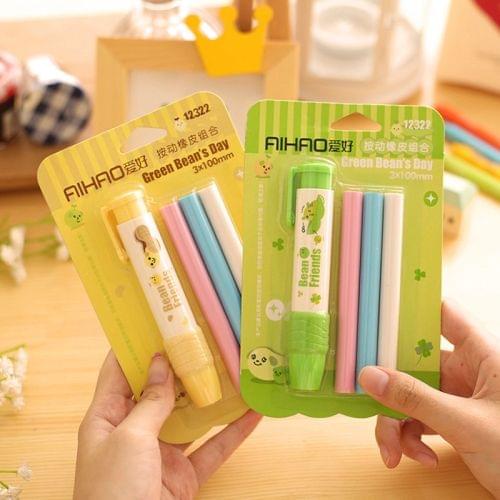 8238 2PCS Creative Cartoon Replaceable Refill Eraser Office Supplies Student Stationery Random Color Delivery