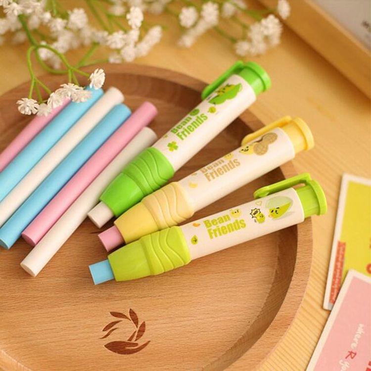 8238 2PCS Creative Cartoon Replaceable Refill Eraser Office Supplies Student Stationery Random Color Delivery