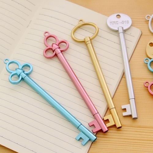 10 PCS Creative Retro Key Style Gel Pen 0.38mm Signature Pen School Stationery Office Supply, Random Color Delivery