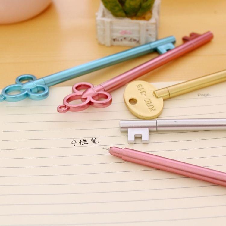 10 PCS Creative Retro Key Style Gel Pen 0.38mm Signature Pen School Stationery Office Supply, Random Color Delivery