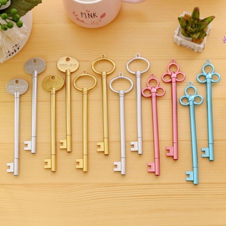 10 PCS Creative Retro Key Style Gel Pen 0.38mm Signature Pen School Stationery Office Supply, Random Color Delivery