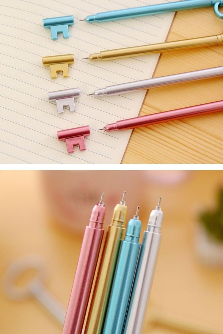 10 PCS Creative Retro Key Style Gel Pen 0.38mm Signature Pen School Stationery Office Supply, Random Color Delivery