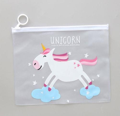 Ring Document Bag Paper File Folder Pencil bag School Stationery School Office Supplies(Cloud Unicorn)