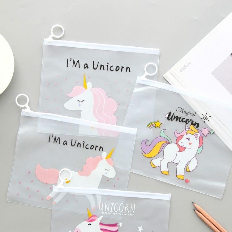 Ring Document Bag Paper File Folder Pencil bag School Stationery School Office Supplies(Cloud Unicorn)