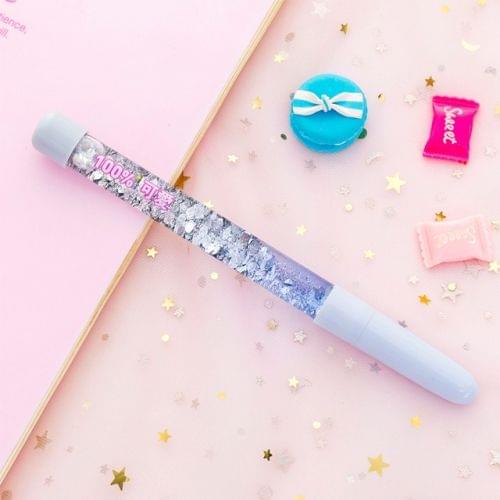 Colorful Quicksand Gel Pen Creative LED Signature Pens( Blue)