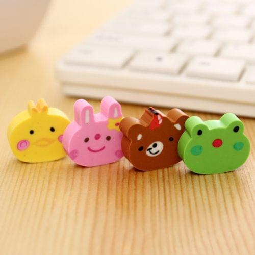 20 PCS Creative Cute Cartoon Animal Eraser Office School Supplies Student Stationery Random Color Delivery