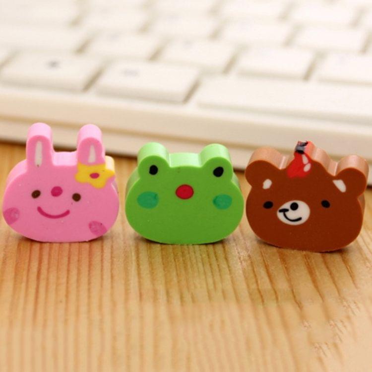 20 PCS Creative Cute Cartoon Animal Eraser Office School Supplies Student Stationery Random Color Delivery