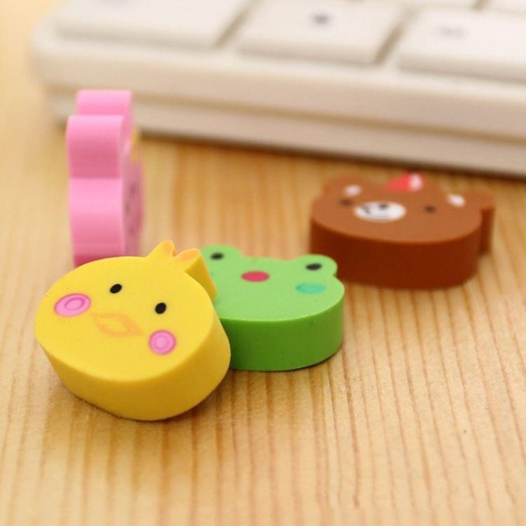 20 PCS Creative Cute Cartoon Animal Eraser Office School Supplies Student Stationery Random Color Delivery