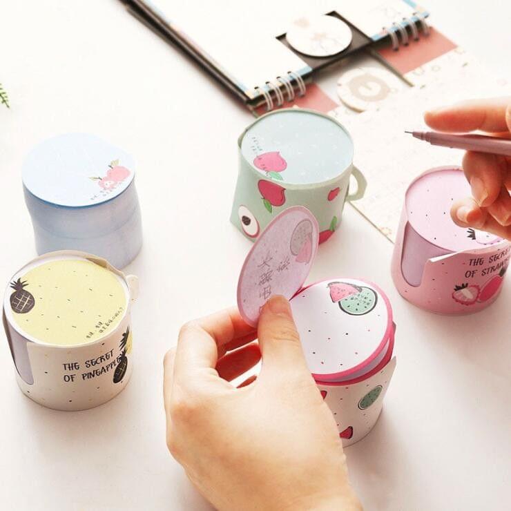 400 Sheets Creative Cute Fruit Cup Shaped Memo Pads Message Note Paper Message Sticky Note(Peach)
