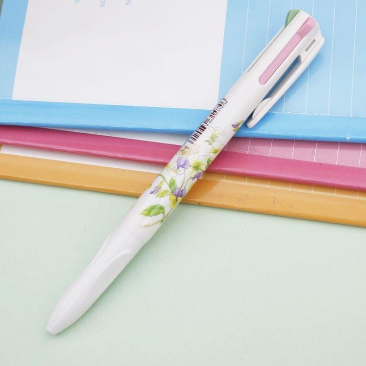 2 PCS 4 In 1 Colored Ballpoint Pen Floral Pens Kawaii Stationery Office School Supplies Random Color Delivery