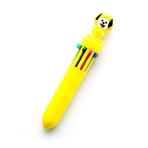 Cartoon Cute Ten Color Press Ballpoint Pen Student Smooth Writing Bullet Portable Marker(puppy)