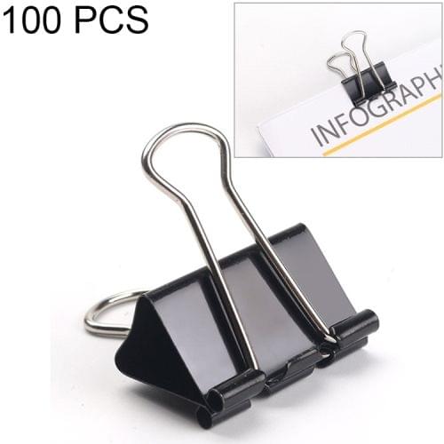 100PCS 19mm Black Metal Clip Notes Letter Paper Clip Office Bind