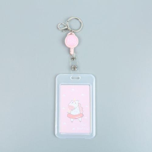 Cute Cartoon Retractable Badge Card Holder Nurse Doctor Exhibition Pull Key ID Name Card Badge Holder(Swimming Laps Unicorns)