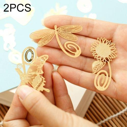 2 PCS Creative Classical Chinese Style Metal Bookmark Art Crafts Bookmark,Random Pattern Delivery